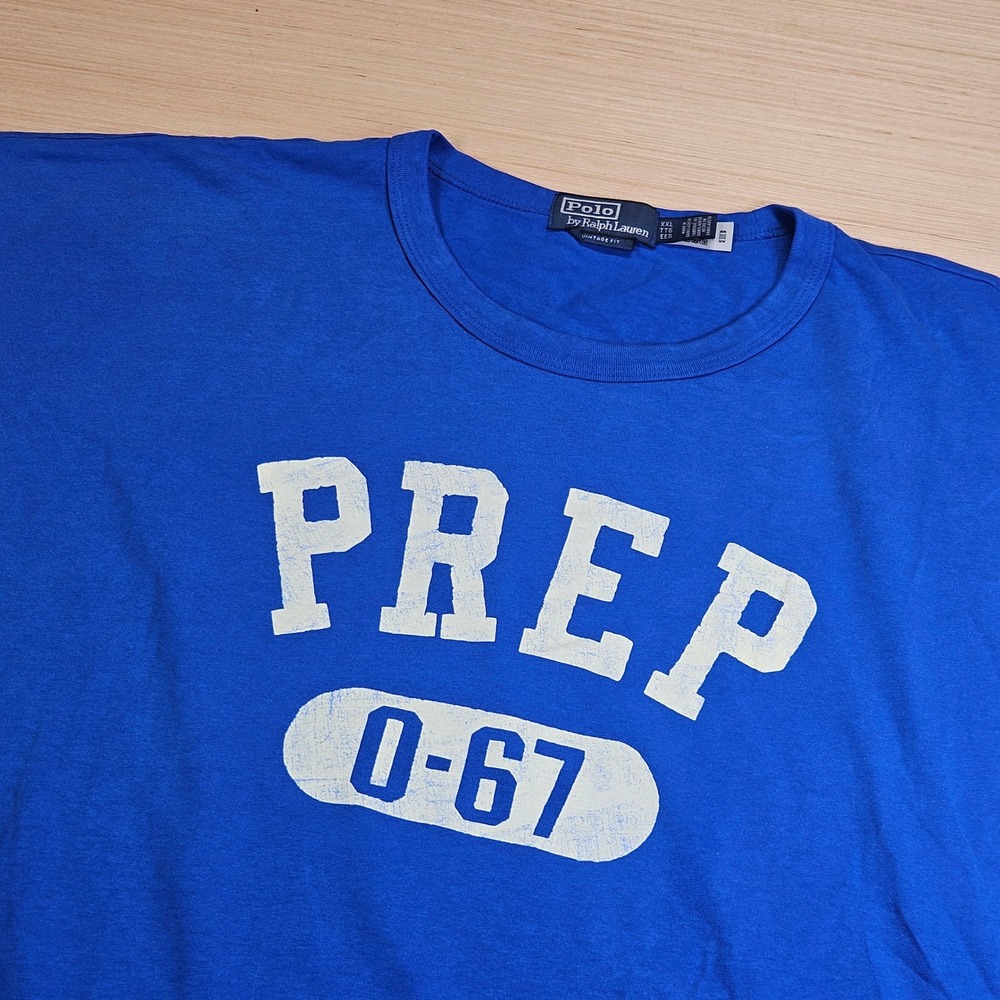 Polo Ralph Lauren Vintage Fit Prep Graphic T-Shirt Mens XXL Blue 0-67 Tee